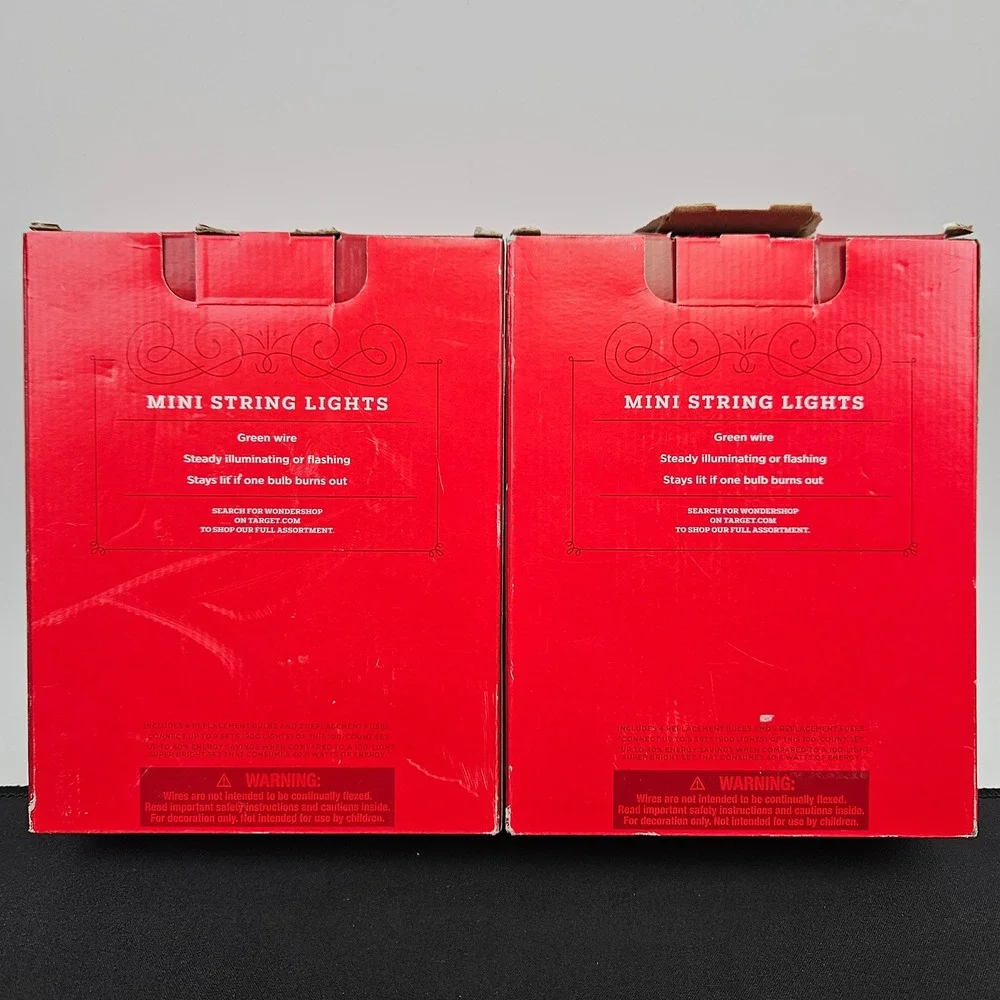 Wondershop 100 Mini String Lights Red Green Clear Incandescent‎ 2 Pack 200 Total